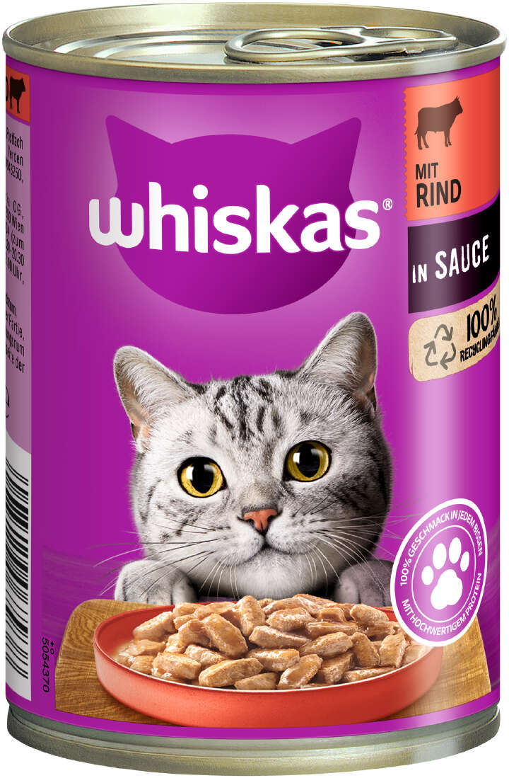 whiskas Katzen-Nassfutter 1+ Rind+Leber in Sauce